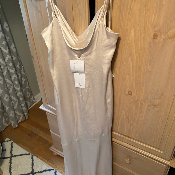 Lulus Moment in the Spotlight Champagne Cowl neck dress - Picture 10 of 10